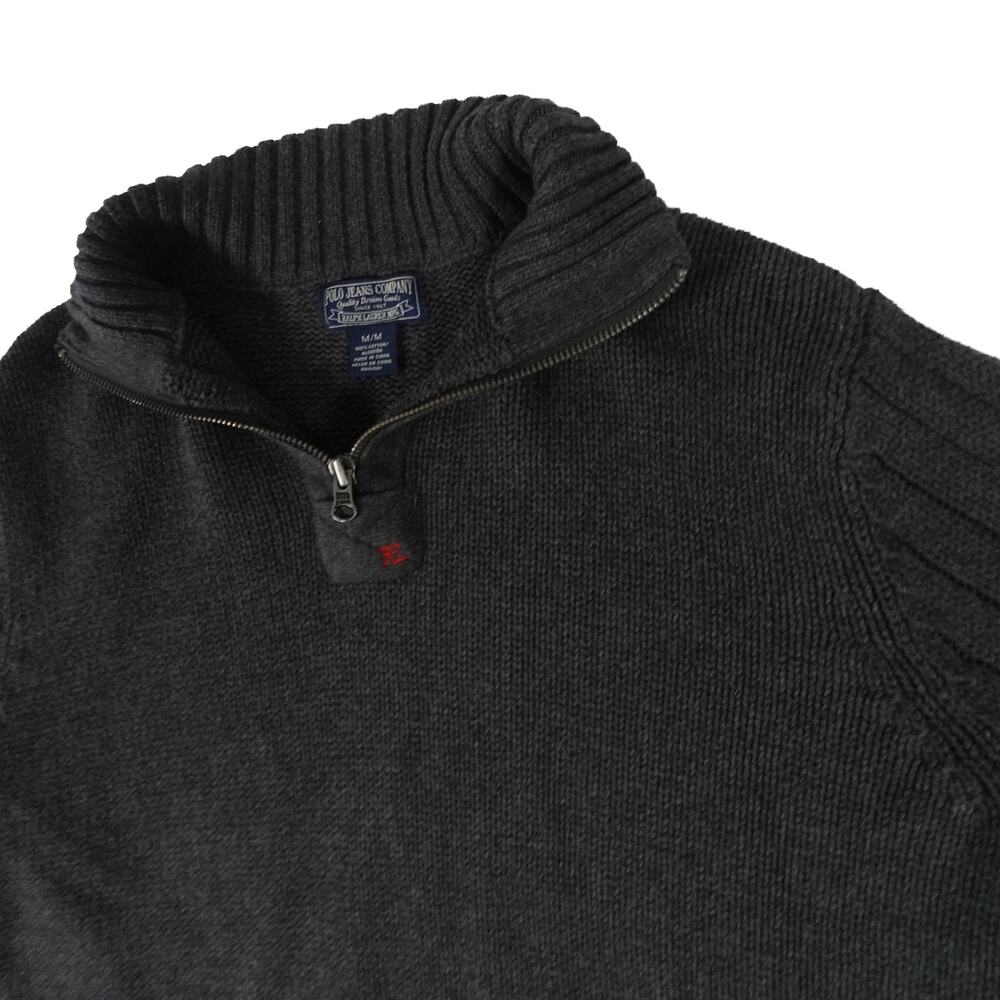Ralph Lauren Polo Jeans Vintage Knit 1/4 Zip Mock Pullover Sweater Men's Medium